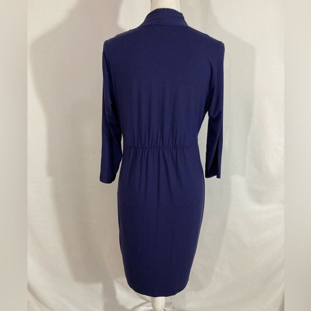 Tori Richard Honolulu Dress Womens M Blue Twist Front Jersey Knit Preppy - Picture 2 of 8